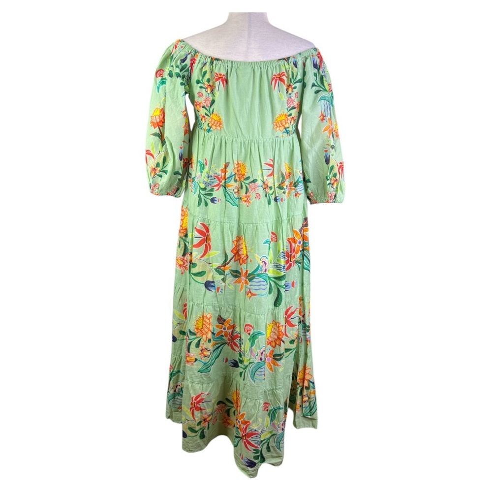 FARM RIO X ANTHROPOLOGIE  OFF THE SHOULDER TIERED FLORAL NWT DRESS SZ S - Picture 7 of 16